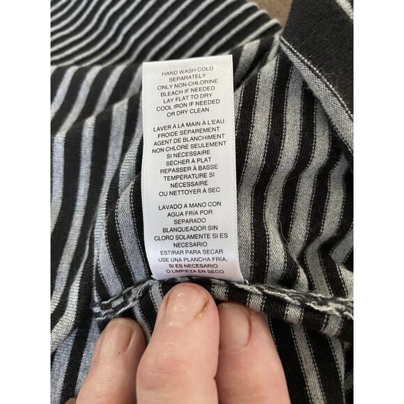 Mchael Kors Sz L Black White Geometric Layered Knit Shoulder Zippers Dress - Picture 8 of 13